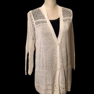 Tan Jay crochet cardigan , white, large
